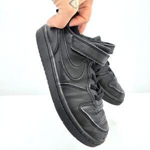 Nike | Court Borough black leather sporty low-top sneakers | Toddler 12.5